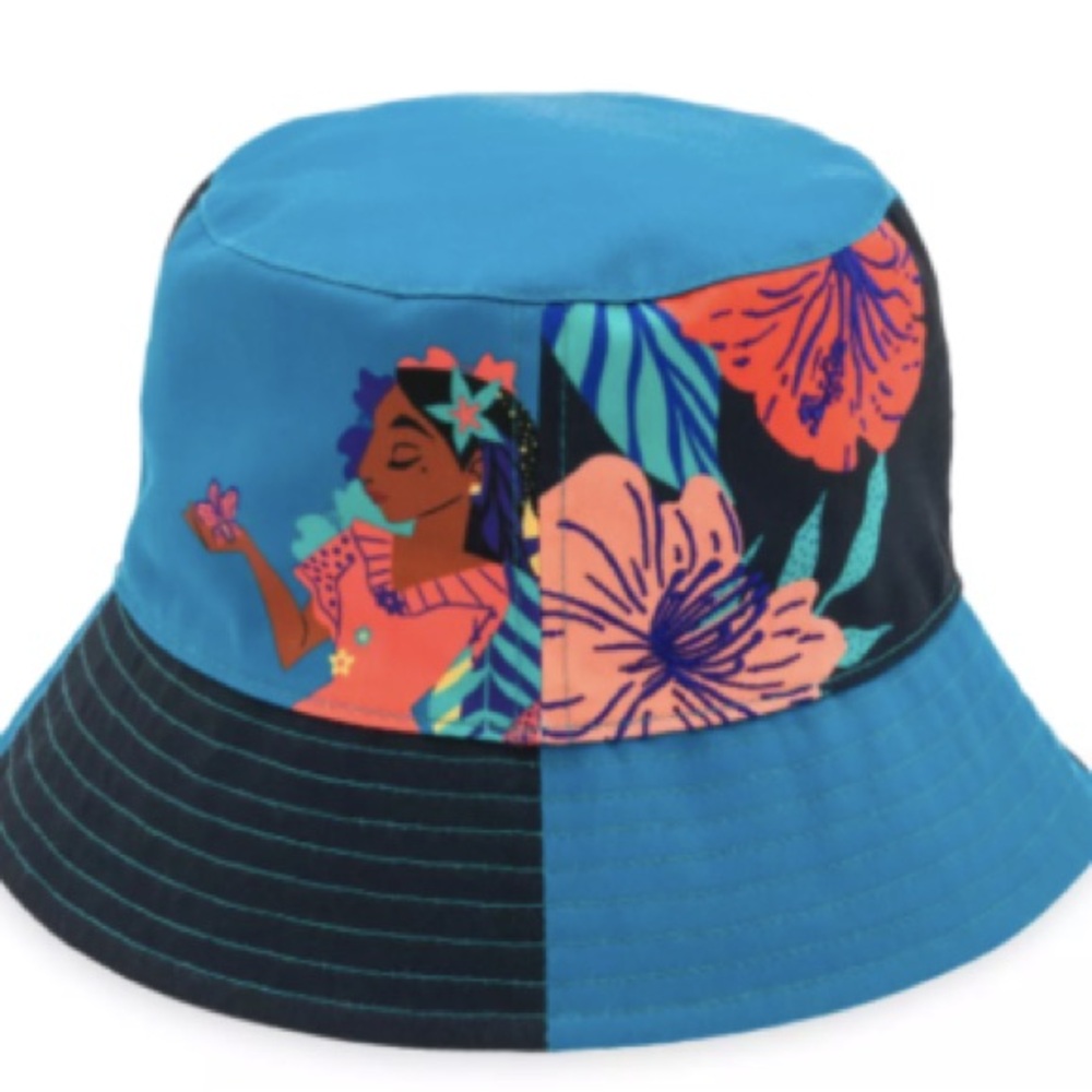 Disney Parks Encanto Isabela Luisa Floral Butterfly Teal/Black Adult Bucket Hat